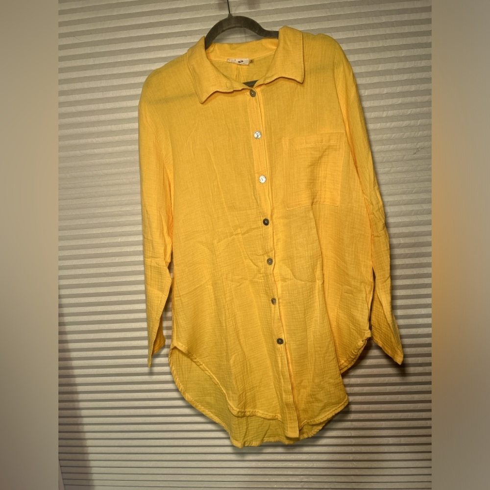 EUc Yellow Gauze Button down Shirt Medium